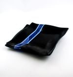 Black And Blue Fused Glass Dinnerware Set, Square Plates 1 small
