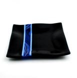 Black And Blue Fused Glass Dinnerware Set, Square Plates 2 small