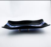 Black And Blue Fused Glass Serving Tray 4 small