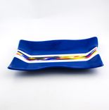 Cobalt Blue Fused Glass Serving Tray, Rectangular Platter 1 small