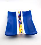 Cobalt Blue Fused Glass Serving Tray, Rectangular Platter 3 small