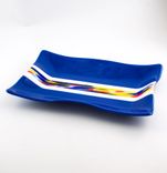 Cobalt Blue Fused Glass Serving Tray, Rectangular Platter 4 small