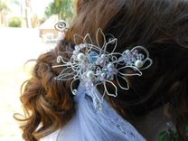 Silver Fill Bridal Hairpiece With Veil 3 small