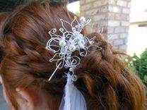 Silver Hair Piece With Removable Veil And Swarovski Crystals 1 small