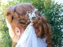 Silver Hair Piece With Removable Veil And Swarovski Crystals 4 small