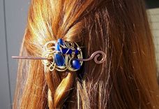 Cobalt Blue Glass Accented Brass Hairpin 2 small