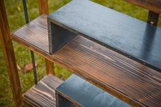 Recycled Scrap Steel And Wood Bookcase "The Ibe Bookcase'' 3 small