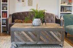 Reclaimed Wooden Chevron Coffee Table 1 small