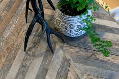 Rustic Reclaimed & Sustainably Harvested Wood Coffee Table With Chevron Pattern 3 small