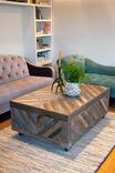 Rustic Reclaimed & Sustainably Harvested Wood Coffee Table With Chevron Pattern 4 small