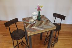 Rustic Reclaimed & Sustainably Harvested Wood Pub Kitchen End Table "Arrowhead'' 4 small