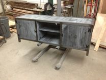 Industrial Console Table With Blue Washed Pine 1 small
