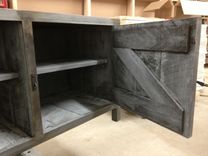 Industrial Console Table With Blue Washed Pine 3 small