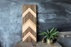 Reclaimed Wood Chevron Wall Art Panel 1 small