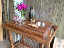 Rustic Reclaimed & Sustainably Harvested Bar Cart Trolley 2 small