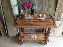 Rustic Reclaimed & Sustainably Harvested Bar Cart Trolley 1 small