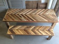 Rustic Reclaimed & Sustainably Harvested Wood Kitchen Dining Table With Matching Bench 1 small