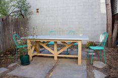 Rustic Reclaimed & Sustainably Harvested Wood Kitchen Farm Table With Zinc Top 5 small
