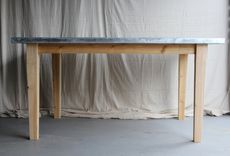 Rustic Reclaimed & Sustainably Harvested Wood Kitchen Farm Table With Zinc Top 4 small
