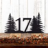 Metal House Number Sign with Pine Trees, 2 Digit 3 small