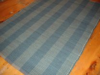 Blue Gray Stripe Hand Dyed Woven Wool Rug 41 X 60 1 small