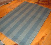Blue Gray Stripe Hand Dyed Woven Wool Rug 41 X 60 3 small