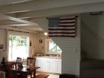 Country Folk Art Flag Red White And Blue Woven Wool 10 X 15 Wall Hanging Recycled Wool 4 small