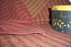 Black Ticking With Pumpkin Brown Square Cloth Cotton Hand Woven 20 Inches 1 small