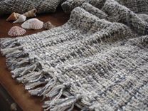 Throw Hand Woven Natural Wool Cotton Rustic Cottage Or Beach Living 2 small