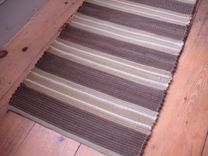 Earthy Brown Or Blue Brown Wool Rug 2 Ft X 4 Ft Hand-Woven 1 small