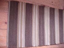 Earthy Brown Or Blue Brown Wool Rug 2 Ft X 4 Ft Hand-Woven 2 small