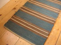 Earthy Brown Or Blue Brown Wool Rug 2 Ft X 4 Ft Hand-Woven 5 small