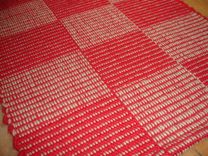 Red Beige Hand-Woven Wool Check Rug 25 In By 50 In 3 small