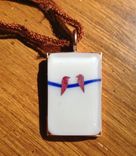 Fused Glass Necklace With Copper Birds 1 small