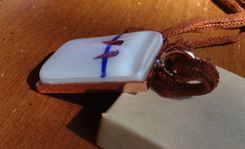 Fused Glass Necklace With Copper Birds 2 small