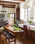 Chestnut Food Prep And Dining Table. 3 small