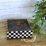 Black White Checked Decorative Box Checkerboard Decor Storage Hand Painted Check 3 small
