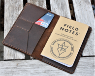 Handmade Cover For Field Notes Card Wallet Scribo Horween Leather Football Brown 1 small