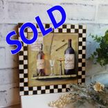 Hand Painted Checks Picture Frame Black And White Checked Wine Picture Decor 1 small