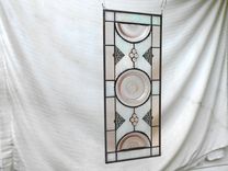 Pink Depression Glass Coronation Plates, Antique Stained Glass Transom Window 7 small