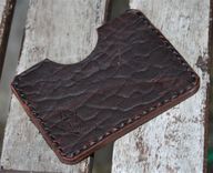 Handmade Leather Parvus Wallet Bison Ol'red Folklore W/ Money Band 4 small