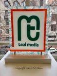 Fused Glass Logo Table Sculpture - Teal Media 1 small