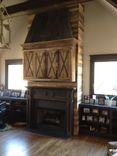 Fireplace Installation Mantle Media Cabinet Reclaimed Wood Zinc Hood 1 small