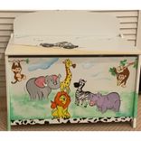 Childrens Painted Toy Box Jungle Sarari Theme Personalized Free 1 small