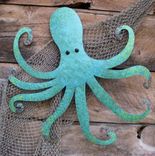 Large Metal Octopus Wall Sculpture Ocean Wall Decor Teal Aqua Blue 30 X 30 Beach House Wall Art 1 small