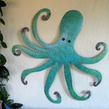 Large Metal Octopus Wall Sculpture Ocean Wall Decor Teal Aqua Blue 30 X 30 Beach House Wall Art 2 small
