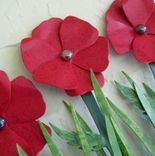 Metal Flower Wall Art Sculpture - Poppies - Upcycled Metal Kitchen Wall Art Flower Pot 2 small