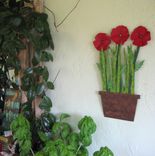 Metal Flower Wall Art Sculpture - Poppies - Upcycled Metal Kitchen Wall Art Flower Pot 5 small