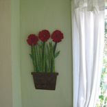 Metal Flower Wall Art Sculpture - Poppies - Upcycled Metal Kitchen Wall Art Flower Pot 6 small