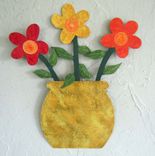 Handmade Upcycled Metal Flowerpot With Yellow, Red, And Orange Flowers Wall Art Sculpture 1 small